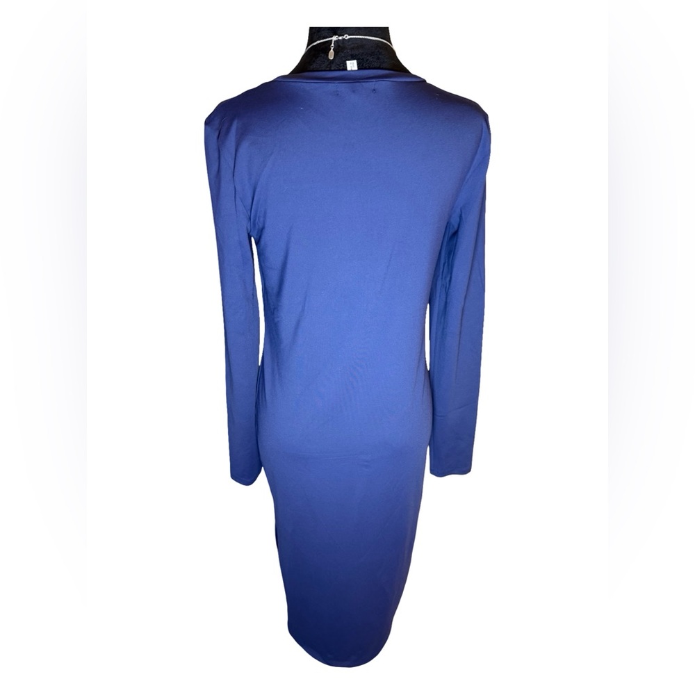 Leith Long Sleeve Midi Bodycon Dress in Navy Blue - Size M, Excellent Condition - Picture 2 of 5